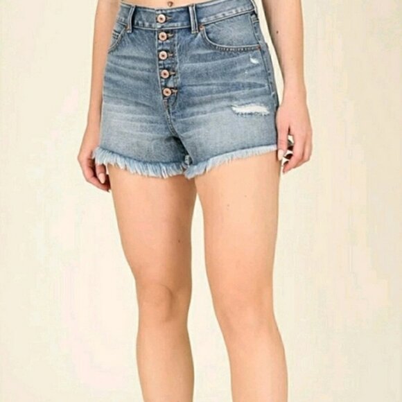 Peace Love Eco by Rewash Super High Wedge Vintage Reunion Jean Short - Picture 3 of 9